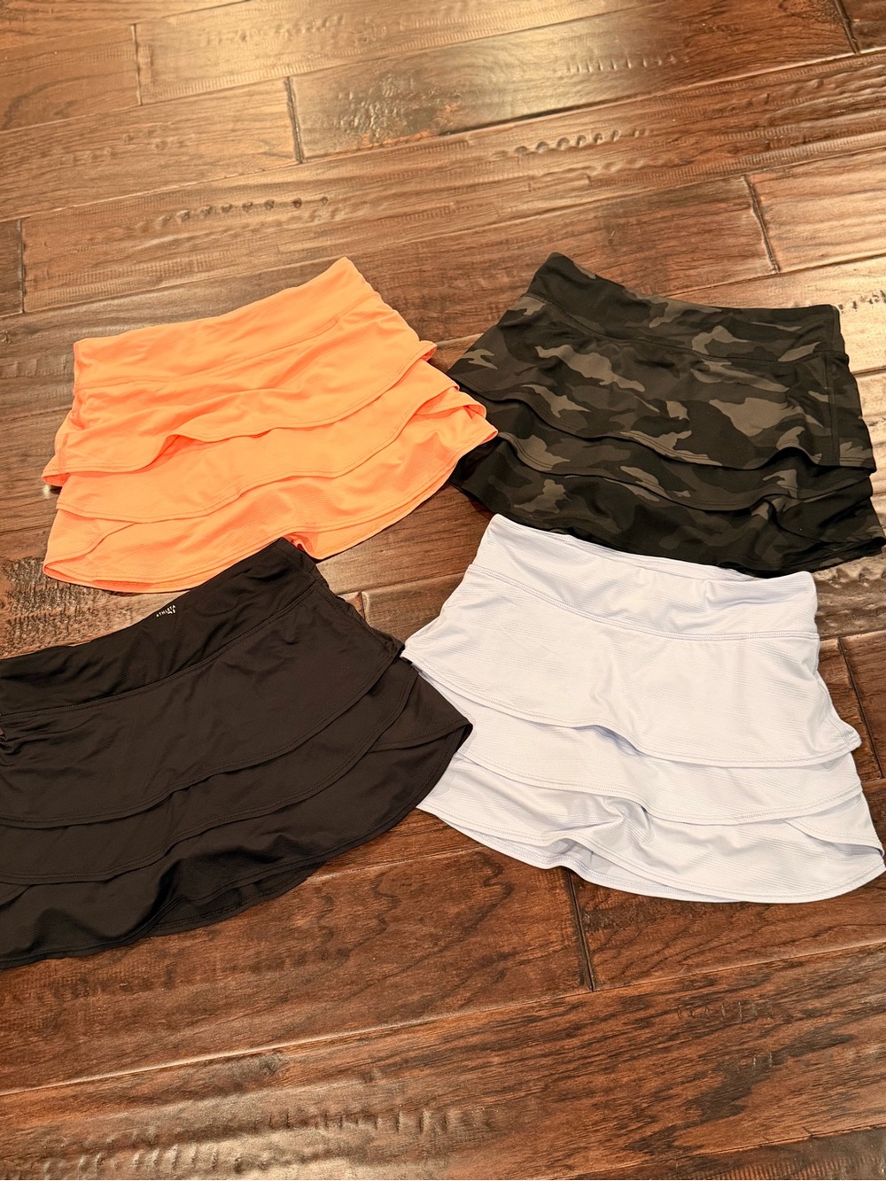 Ruffled Athleta Girl Skorts - Peach, Black, Camouflage, Light Blue